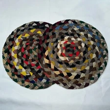Antique Round 14” Braided Table Mat Shaker Amish Folk Art Handmade #102