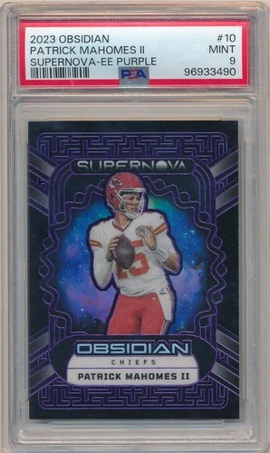 PATRICK MAHOMES 2023 PANINI OBSIDIAN SUPERNOVA PURPLE ETCH SP #70/75 PSA 9 MINT