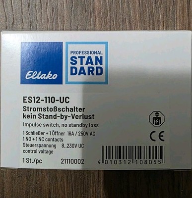 Eltako ES12-110-UC Stromstoßschalter,1 Schließer,1 Öffner potenzialfrei,16A/250V