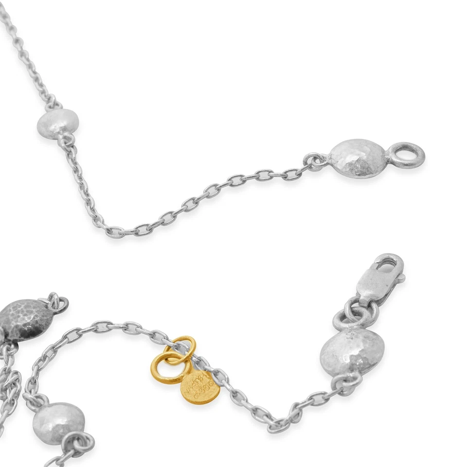 Collar estación bola Gurhan de oro amarillo y plata de ley de 24 quilates Foto 4 de 4