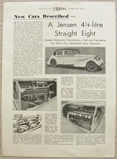 JENSEN 4 ¼ LITRE STRAIGHT EIGHT New Cars AUTOCAR Article Reprint 9 Sept 1938
