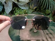 Chrome Hearts Green Lens Gold Frame Double Bridge Sunglasses 57-18-153