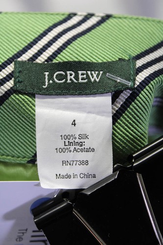 J Crew Womens Green Striped Silk Lined Mini A-line Skirt Size 4 - Picture 5 of 5