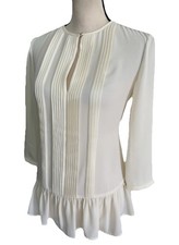 NWT Banana Republic Women s 3/4 Sleeve Cream Colored Blouse Keyhole Front XS