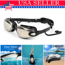 Clear Swim Goggles Anti-Fog UV Protection Swimming Glasses Adult w/ Ear Plug