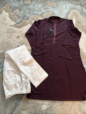 Pakistani Kurta Shalwar Men's Stitched Embroidered Junaid Jamshed,Sz- Medium Eid