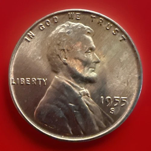 1955-S Gem Red BU US Lincoln Wheat Cent Penny Fast S&H W/Tracking