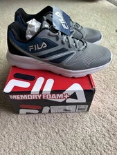 New Fila Memory Panorama 8 Men’s Size 11 Running Shoes Monument Grey Black Blue