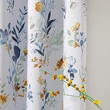 Floral Blackout Curtains 63 Inch Long 52"W x 63"L Pack of 2 A-yellow  Gray