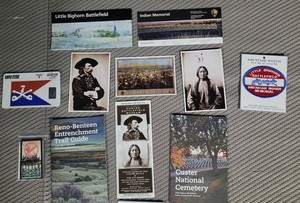 Little Big Horn lot. Map, Post Cards, Patches, Brochures more
