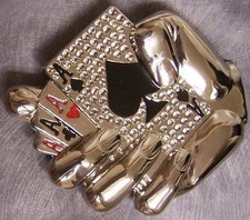 Pewter Belt Buckle Gamble Poker Four Aces in Hand NEW