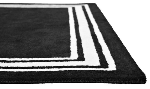 Hotel Harper Border Black Modern Hand-Tufted 100% Wool Soft Area Rug Carpet - Picture 12 of 12