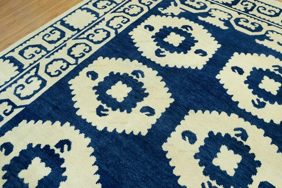 New Hand Knotted Oushak Wool Transitional Area Rug Navy sizes 8x10, 9x12, 10x14 - Image 3 of 4