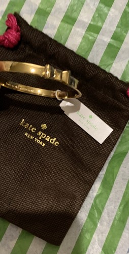 BRAND NEW 2014 WITH TAG KATE SPADE TAKE A BOW GOLD TONE METAL BANGLE BRACELET - Picture 8 of 21