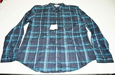 Calvin Klein Men's Dress Shirt Plaid Button Up Long Sleeve Dark Blue Size L NWT