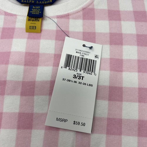 Polo Ralph Lauren Girls 3T Pullover Pink Check Sweatshirt Long Sleeve - Picture 5 of 8