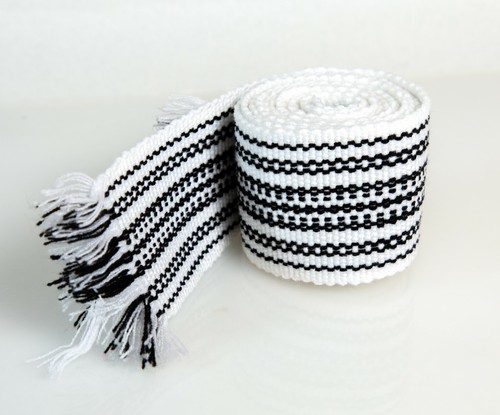 Ukrainian hand woven homespun Hutsul Belt Black White KRAYKA for Vyshyvanka - Picture 6 of 6