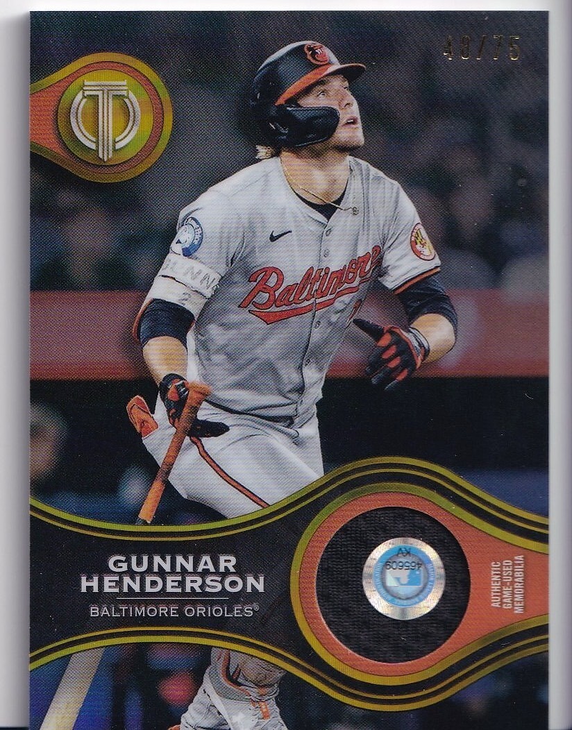 Gunnar Henderson 2025 Topps Tribute Stamp Of Approval Relic Gold 40/75 #SOA-GH