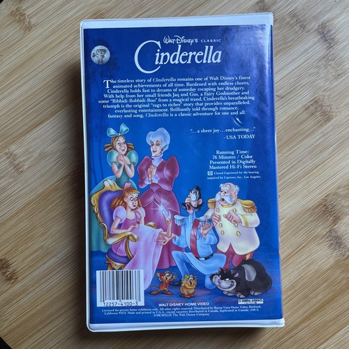 Walt Disney Classics Cinderella VHS Tape Black Diamond 1988 - Picture 2 of 4