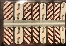 Color Nail Polish Strips, 16ct. BEAR PEPPERMINT LANE. (Christmas)