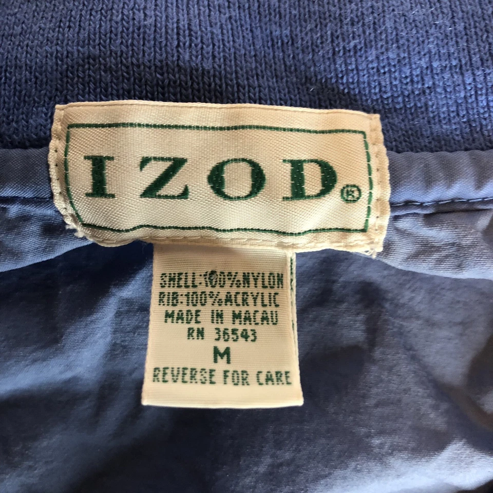 Pullover Izod Wind Rain Golf Cuello Azul Para Hombre Mediano Foto 3 de 4