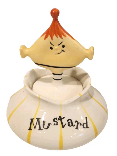 Vtg. Holt Howard 1958 Pixie MUSTARD Condiment Jar w Spoon