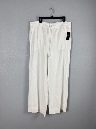 Polo Ralph Lauren Women’s Size 14 Linen Pants White Wide-Leg Tie NWT $125