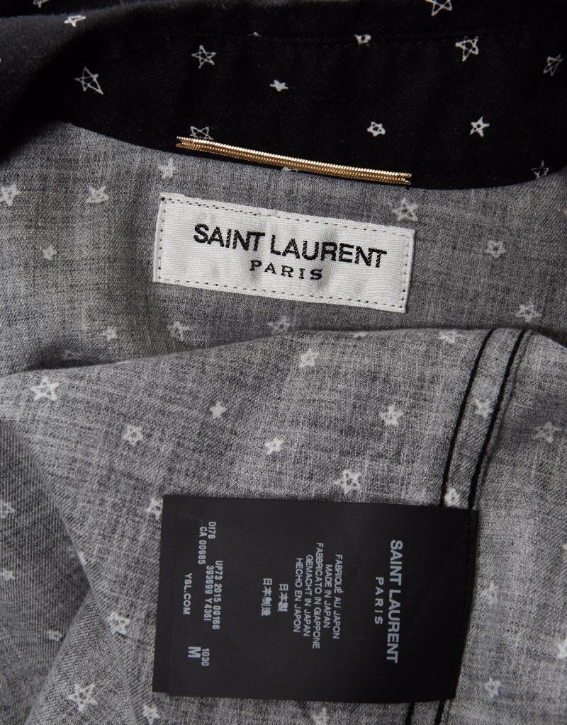 Camicia top blusa nera manica lunga stampa stella snap up western SAINT LAURENT M