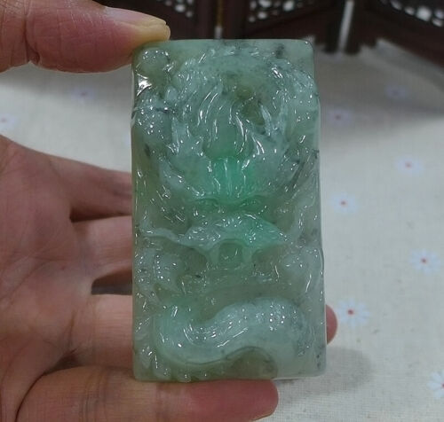 Colgante Gran Dragón de Jadeíta Helada Tipo A Cert'd 5828 - Imagen 4 de 7