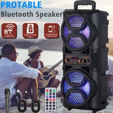 Party Bluetooth 5.0 Speaker Loud Sound Dual6.5'' Subwoofer Heavy Bass System Mic