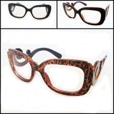 Womens Clear Oversized Square Frame Eye Glasses