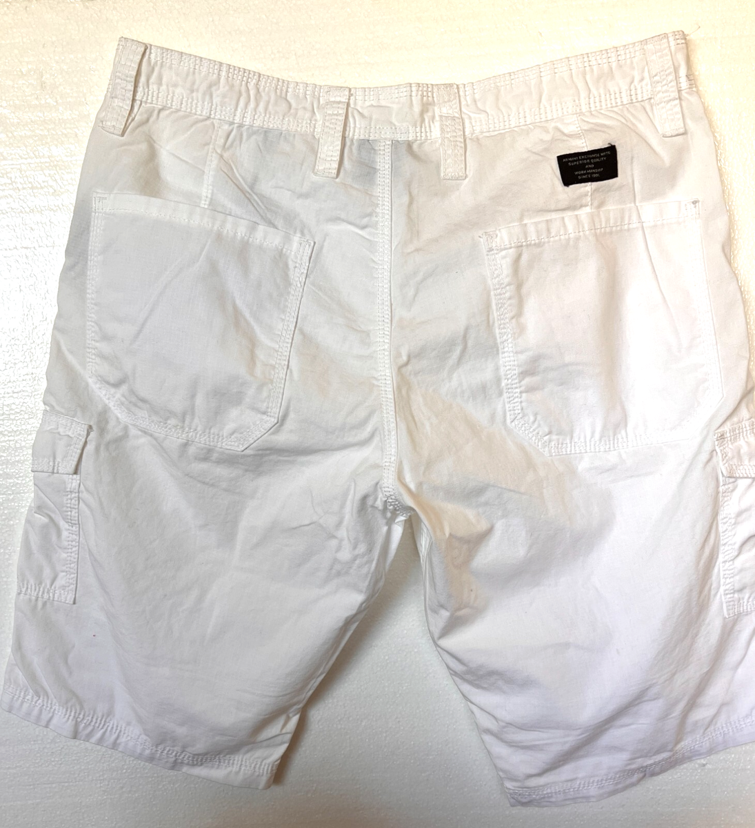 Armani Exchange AIX Men's Utility Zip Cargo Shorts, White Size 40