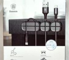 Baseus Cross Peas Stick-On USB Cable Organizer Holder - ACTDJ-01 - Black NIP