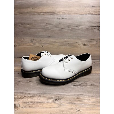Dr Martens Vegan Low Boots Air Wair Air Cushion Mens Size 8 White Leather 27214