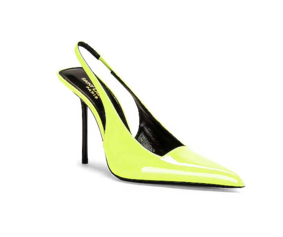 Saint Laurent Kiss 105 decolte slingback in pelle giallo da donna taglia 37
