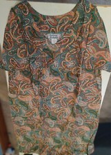 NEW Anthony Richards 1X Orange Paisley House Dress Muumuu Pockets