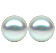Pair of 7-8mm South Sea Genuine White Round Loose Pearl Undrilled Jewelry 118