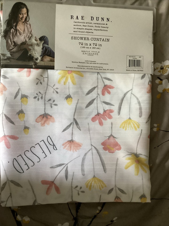 Rae Dunn Shower Curtain Blessed 72x72 eBay