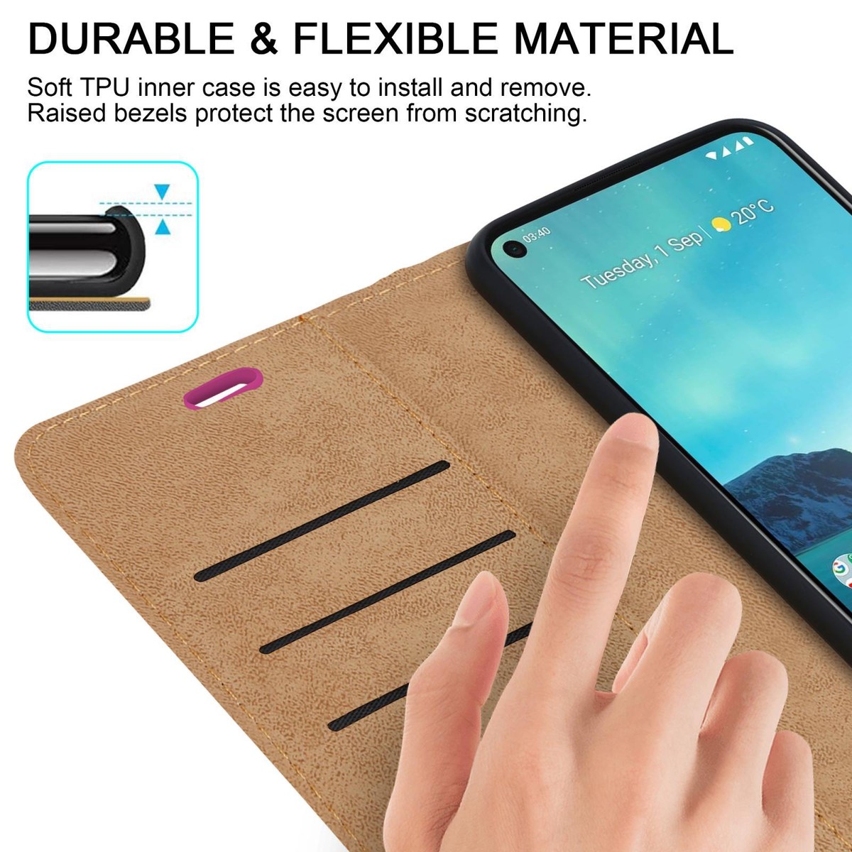 Cover Per Nokia 2.4 Custodia A Libro Portafoglio In Pelle Con