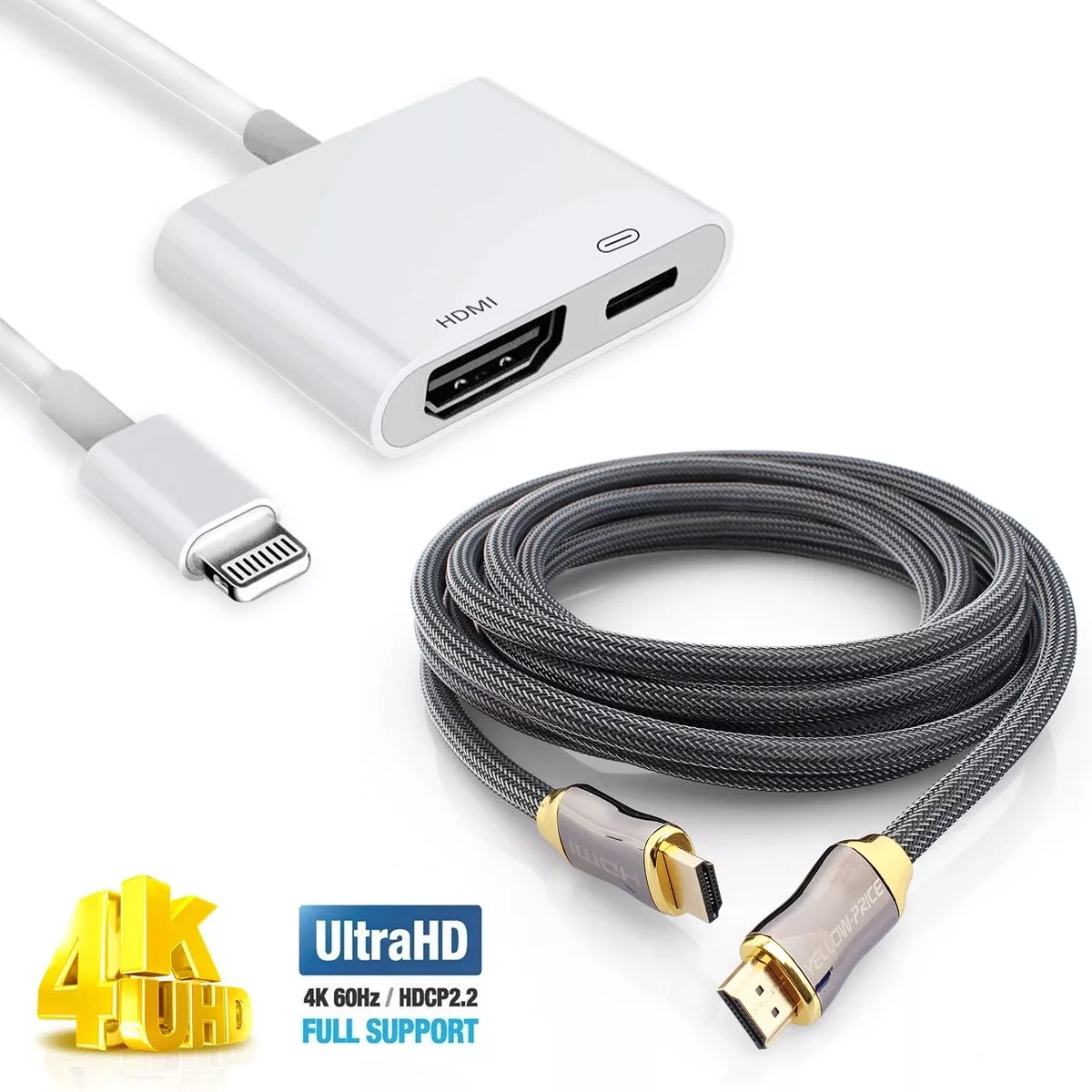 [Upgraded] Lightning to HDMI Adapter, Apple MFi Certified 1080P HDTV Cable  Adapter Compatible with iPhone, iPad, iPod Digital AV Sync Screen Connector