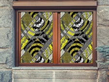 3D Yellow Crack O545 Window Film Print Sticker Cling Stained Glass UV Block Am