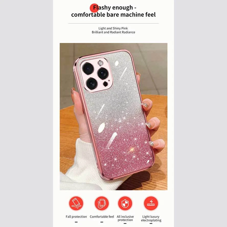 Lila Handyhülle Glitzer Schutzhülle Bling Silikon Soft Plating Tasche Case Cover - Bild 4 von 4