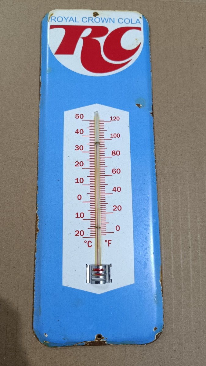 Vintage Glass Thermometer ROYAL CROWN COLA No porcelain 40'S-50'S