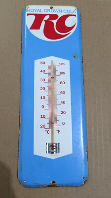 Vintage Glass Thermometer ROYAL CROWN COLA No porcelain 40'S-50'S