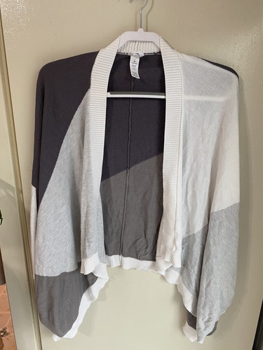 Lululemon Hatha Wrap Shawl Open Front Cardigan Nebula Raceway Gray White $128 - Picture 4 of 14