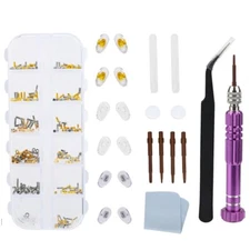 Universal Eyeglasses Repair Kit Glasses Eyeglass Screwdrivers Screws Nose Pads