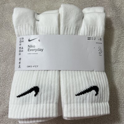 Nike Everyday Cushion Crew Socks White Pack Mens Size 8-12 NEW