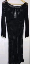 Shein Hollow out Dress split thigh flared sleeves knit cover up black