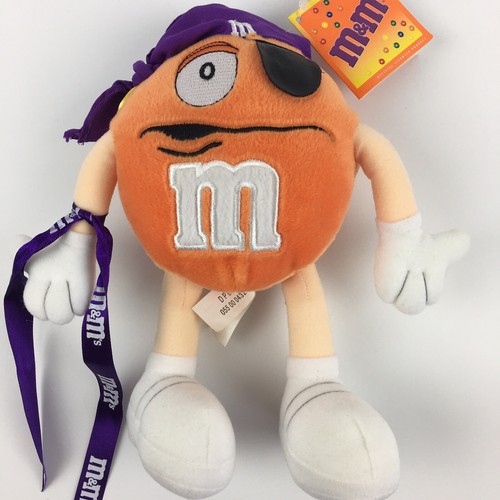 M&M Halloween Orange Pirate Costume Plush Collectible Mars 2002 With RIBBON NEW - Picture 2 of 7