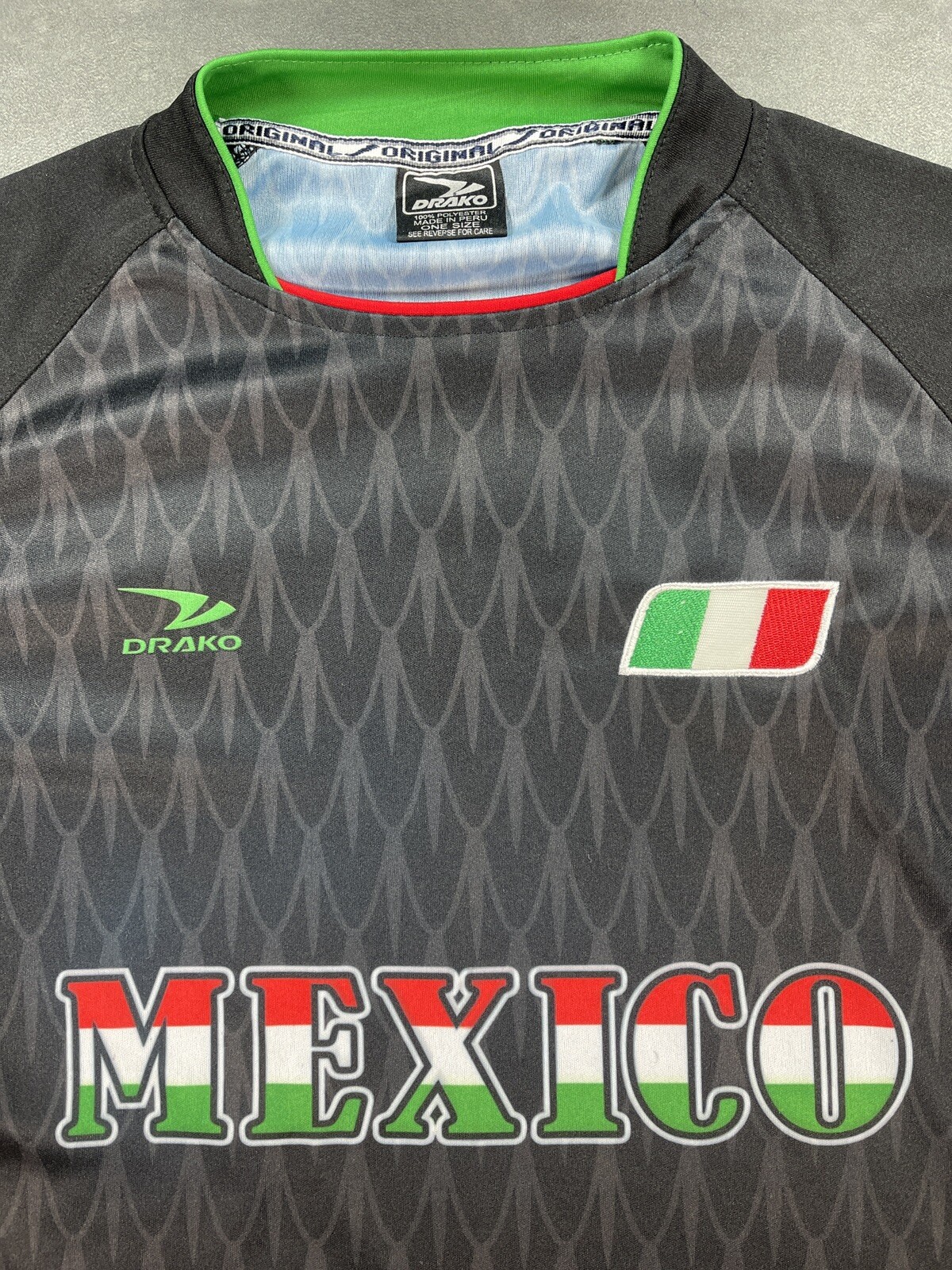 MediumLarge Drako Black Mexico Soccer Jersey Flag Sh… Gem